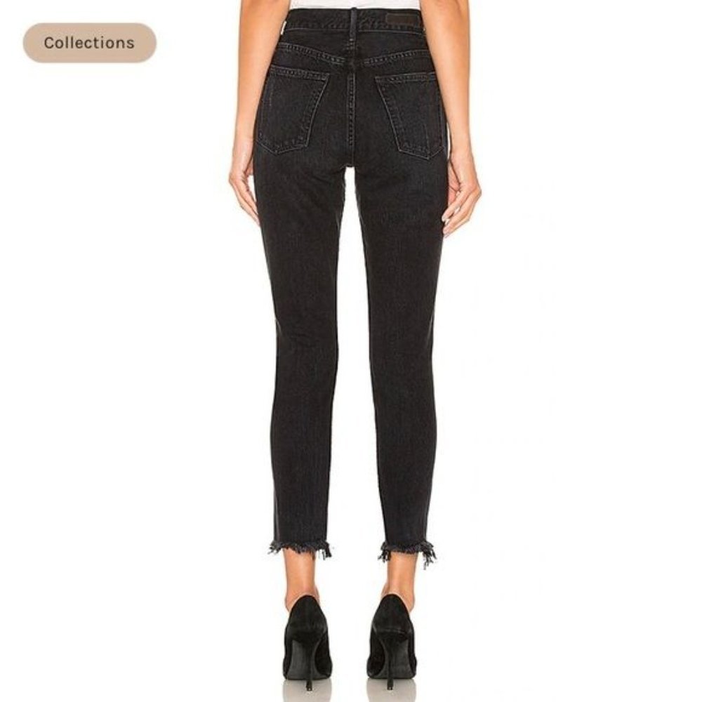 GRLFRND Black Karolina High Rise Skinny Jeans Raw Hem 100% Cotton Denim 27 New - Picture 2 of 11